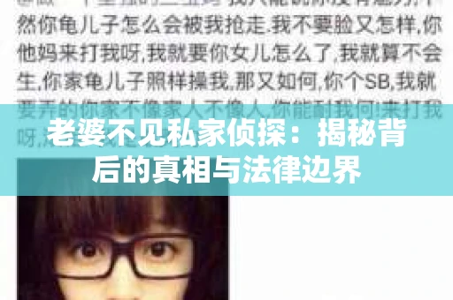 老婆不见私家侦探：揭秘背后的真相与法律边界