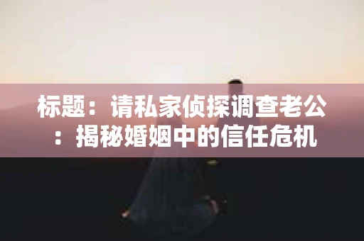 标题：请私家侦探调查老公：揭秘婚姻中的信任危机